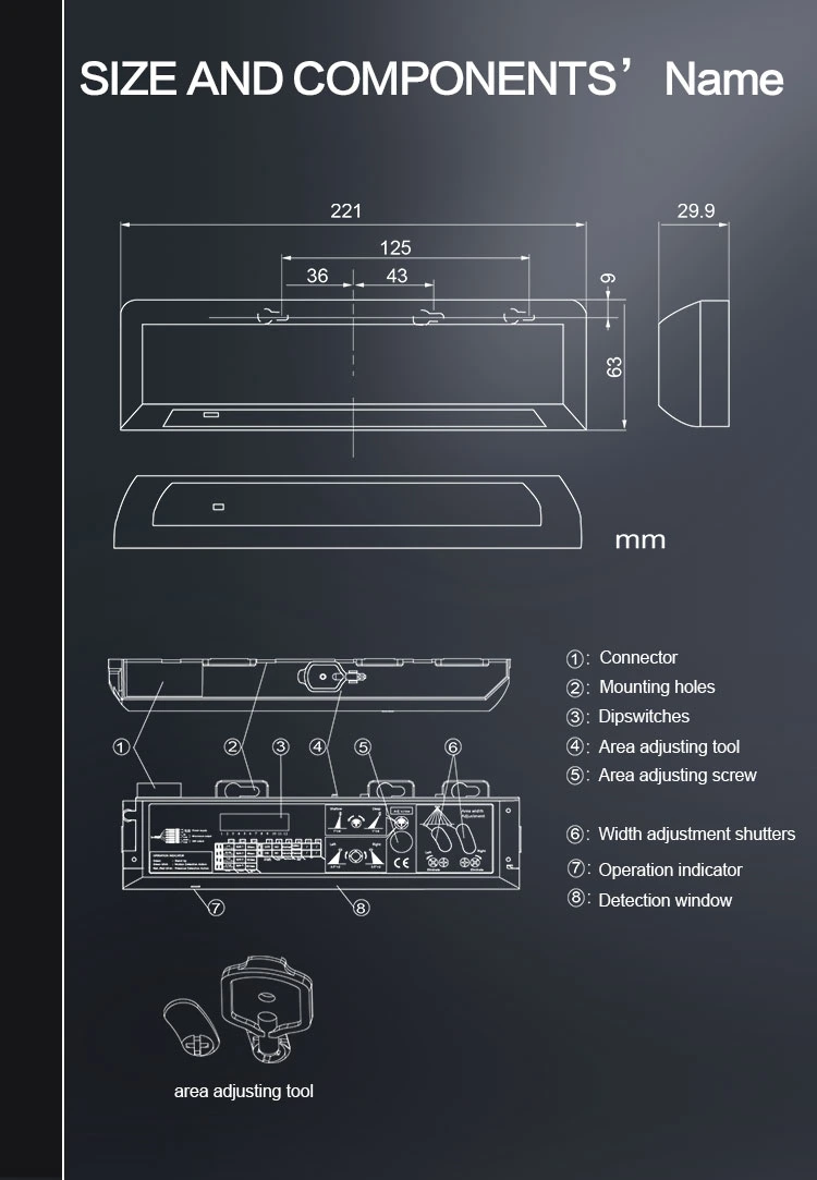 High Quality Active Infrared Sensor with Presence Function Auto Door