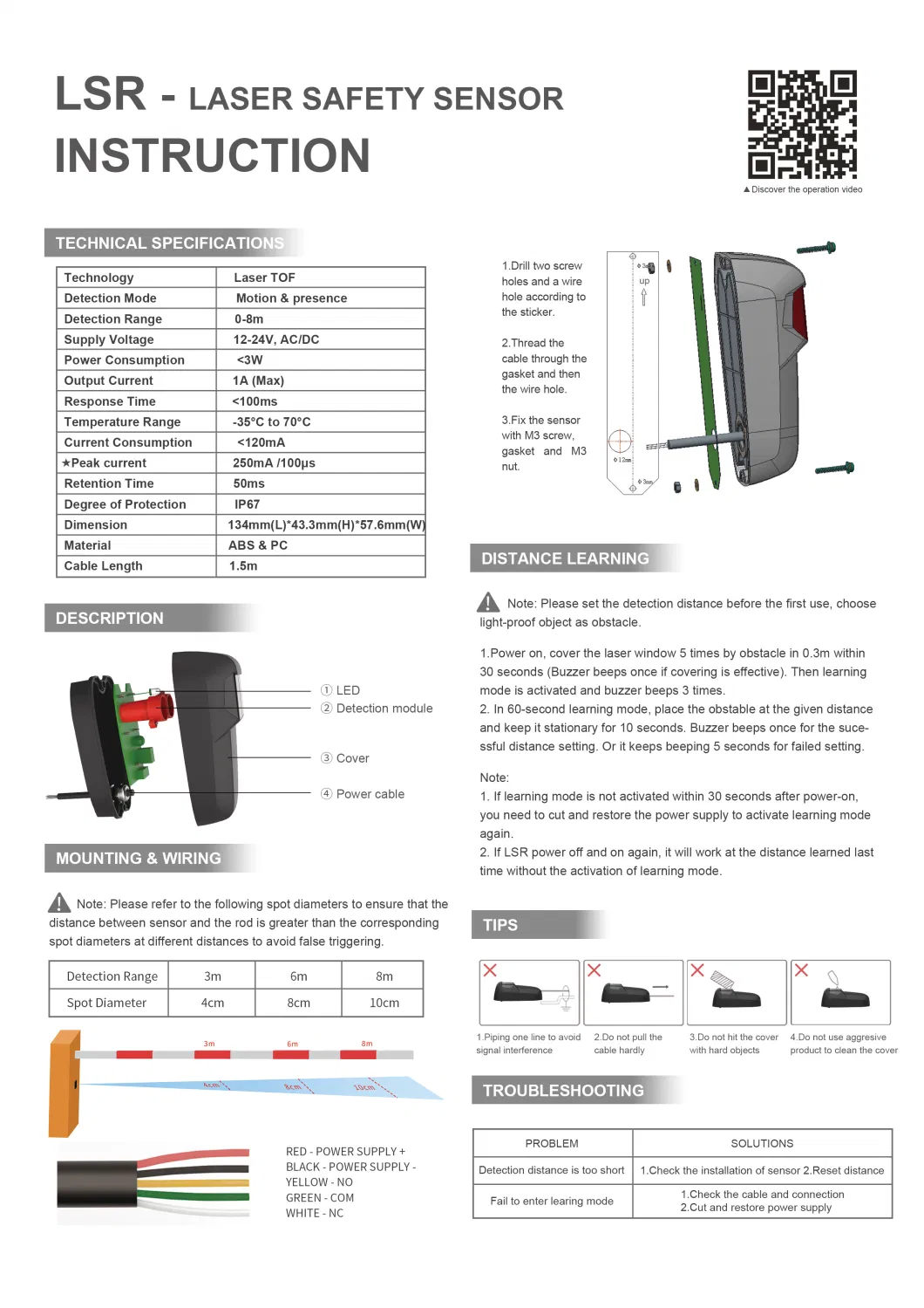 Barrier Gate Sliding Gate Swing Gate Door Safety IR Beam Break Infrared Laser Photocell Beam Sensor